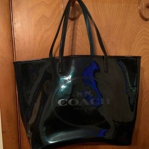 Patent leather metallic Coach tote